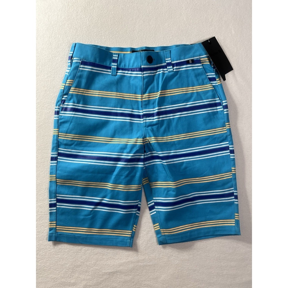 Boy's Youth Hurley Regular Fit Shorts 18 Blue Stripes New With Tags